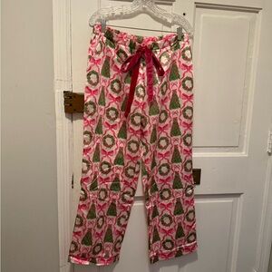 NWT Simply Southern Pink and Green Satin Christmas Pajama Pants